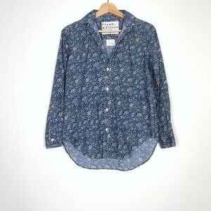 Frank & Eileen Frank‎ Floral Button Down Long Sleeve Shirt Multicolor Blue Sz XS